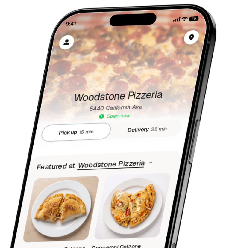 Woodstone Pizzeria app preview