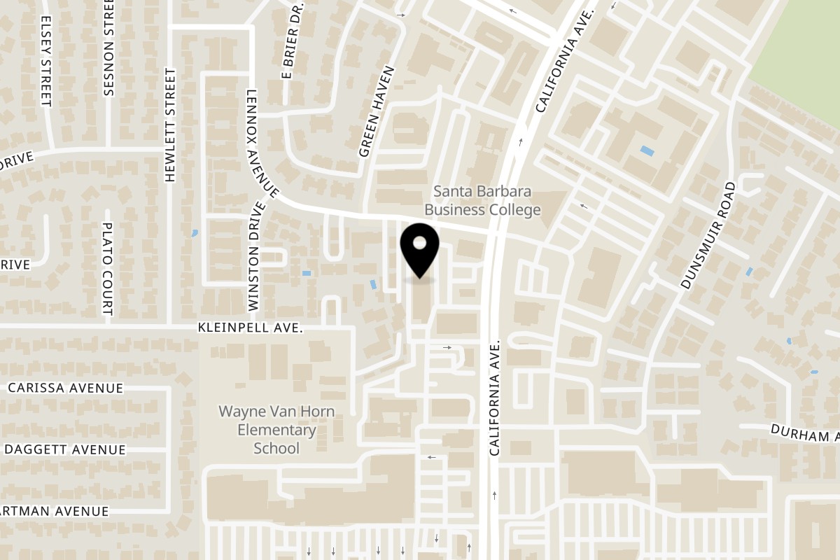 Map showing the location of Woodstone Pizzeria on 5440 California Ave in Bakersfield